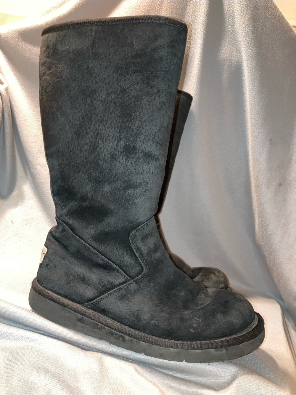 Classic Tall Black Suede Winter Boots